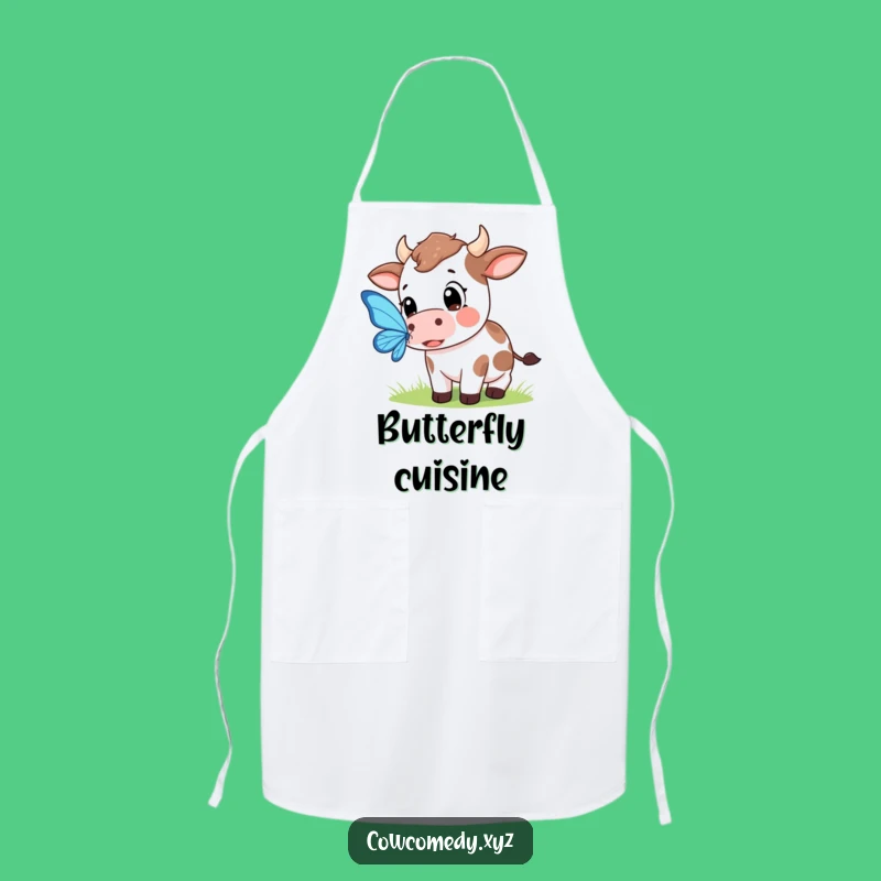 Funny Kawaii Cow Butterfly Apron - Hilarious Nature Gift!