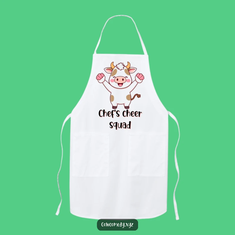 Funny Kawaii Cow Cheer Apron: Cute Kitchen Wear for Enthusiastic Cooks