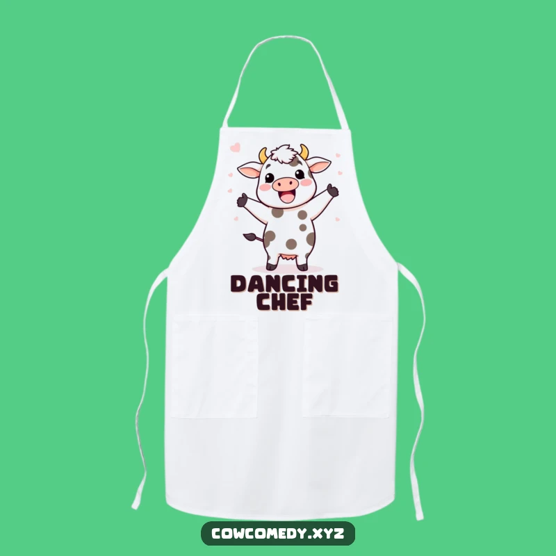 Funny Kawaii Cow Dancing Apron - Hilarious Kitchen Fun Gift!