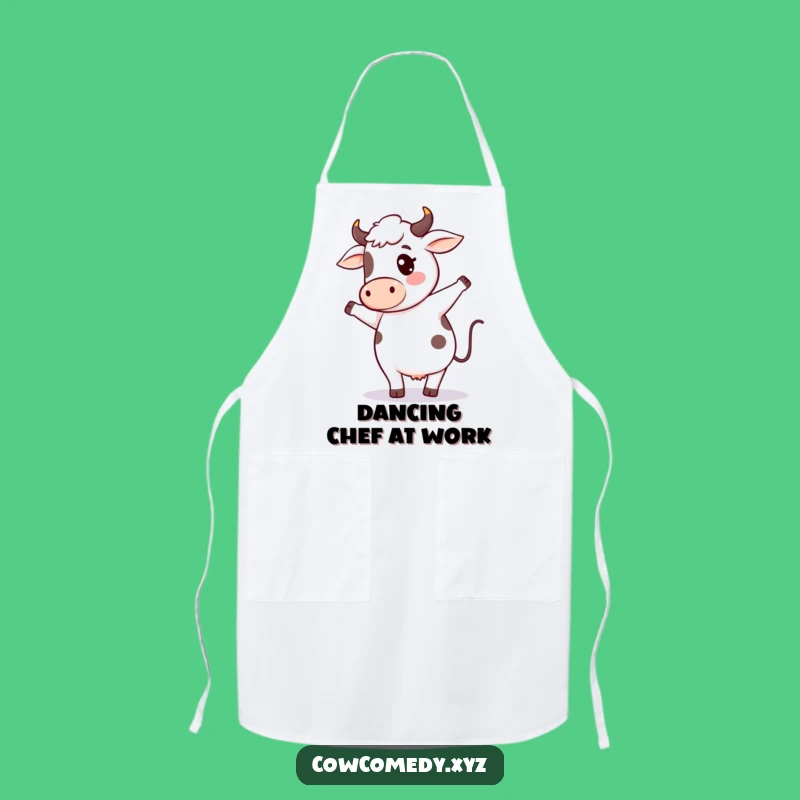 Funny Cow Dance Apron: Kawaii Farm Animal Cooking Apron, Silly Cow Kitchen Gift
