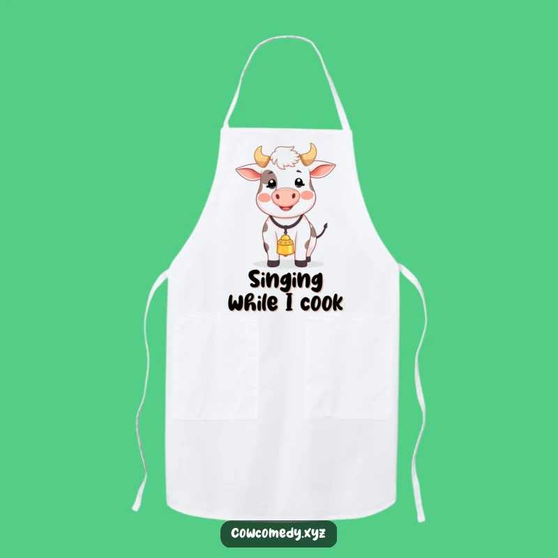 Funny Happy Cow Singing Apron: Cook Up a Moo-sical Meal