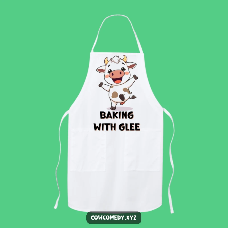 Funny Kawaii Cow Apron - Happy Kicking Heels Chef Gift - Kitchen Humor