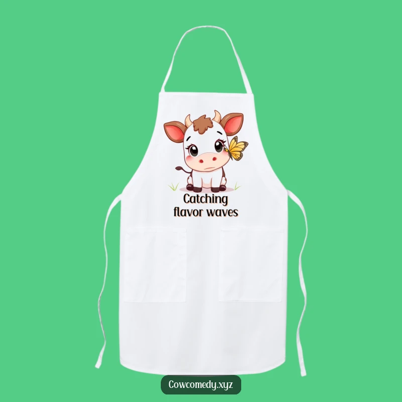 Funny Kawaii Cow Butterfly Apron: Cook with Nature's Grace