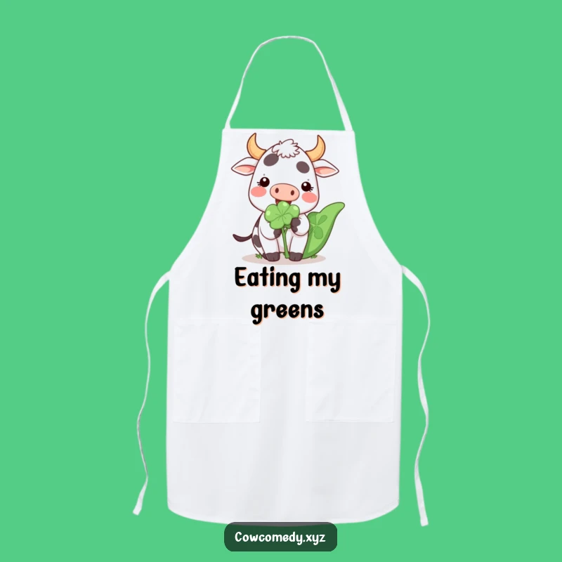 Funny Kawaii Cow Clover Apron: Cute Kitchen Wear for Lucky Cooks
