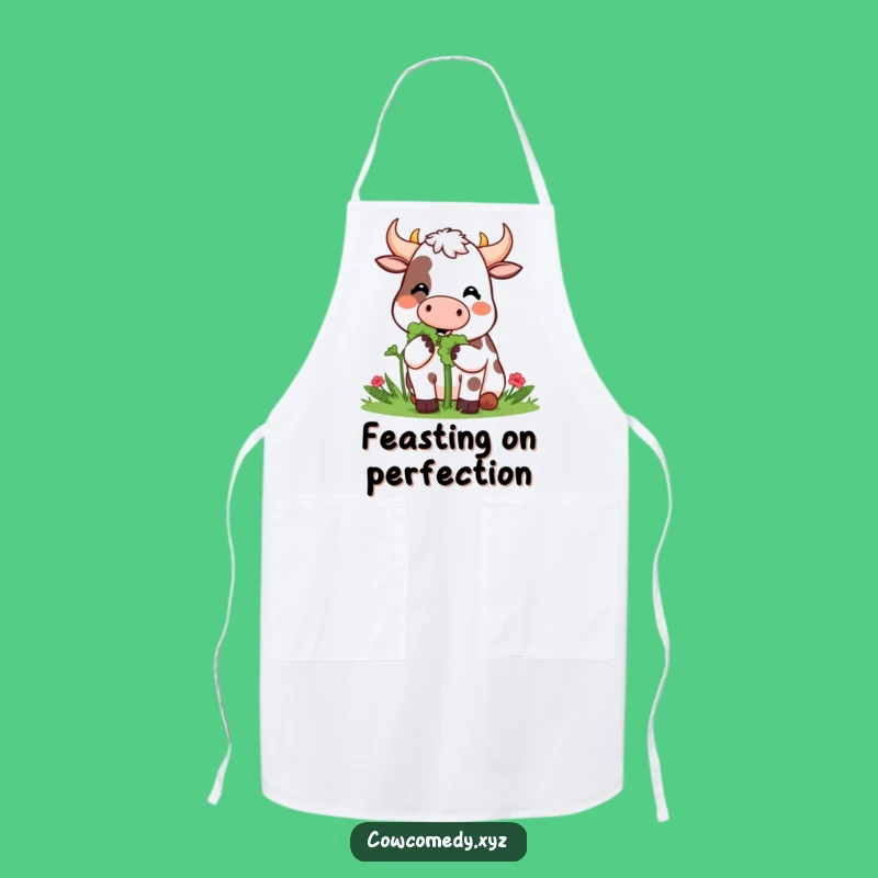 Funny Kawaii Cow Clover Munch Apron - Cook with Happy Luck