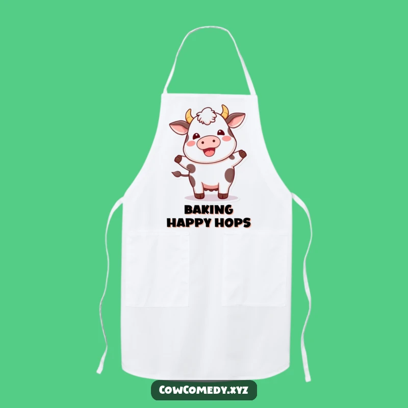 Funny Kawaii Cow Happy Hop Apron - Plump Chef Delight - Kitchen Humor