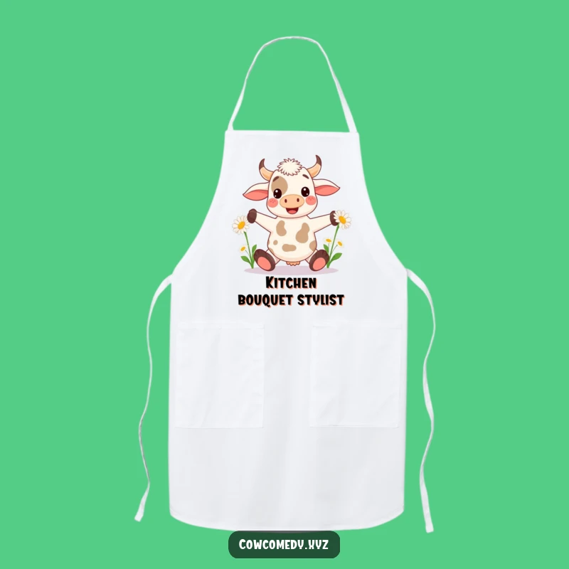 Funny Kawaii Cow Juggling Apron - Farm Kitchen Humor - Chef Gift