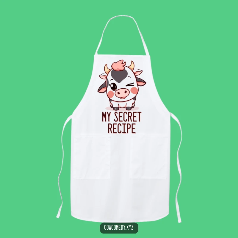 Funny Kawaii Cow Wink Apron: Cute Kitchen Wear for Mischievous Cooks