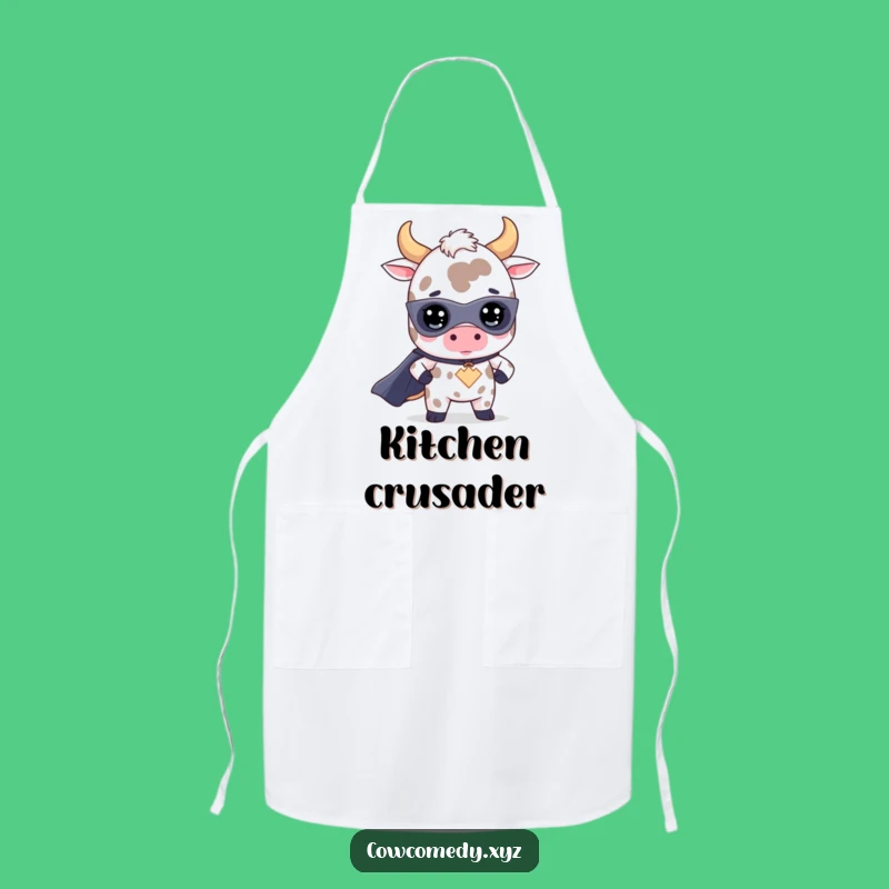 Funny Kawaii Cow Superhero Apron: Kitchen Heroic Bovine for Hilarious Meals