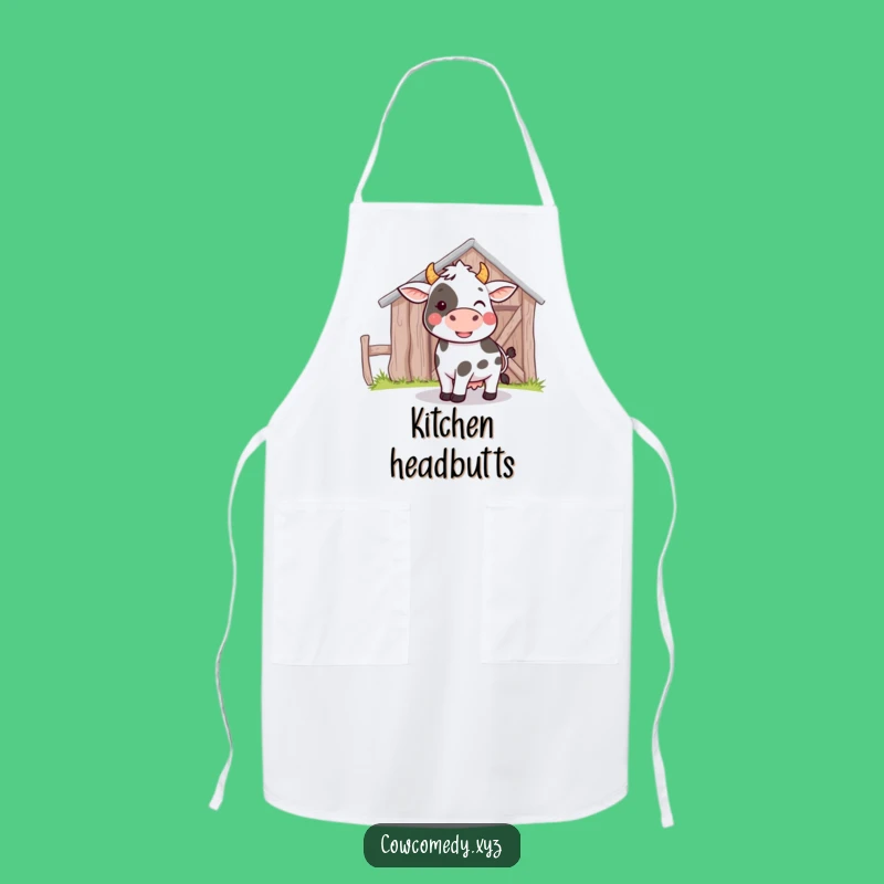 Funny Cow Bumping Barn Apron: Playful Kitchen Wear, Great Funny Gift