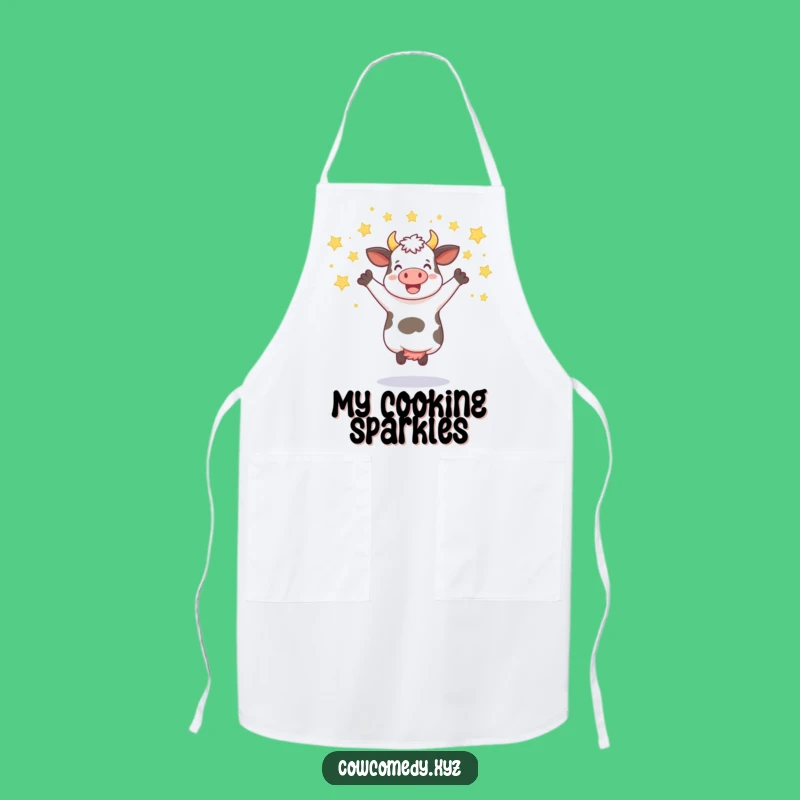 Funny Jumping Cow Apron: Cook Up a Star-Studded Feast