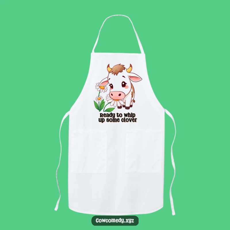Funny Curious Cow Daisy Apron - Kitchen Humor for Chefs