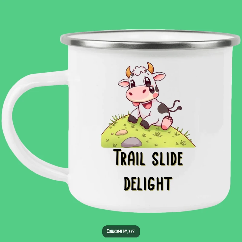 Adventure Funny Happy Cow Sliding Camping Mug - Joyful Outdoor Fun