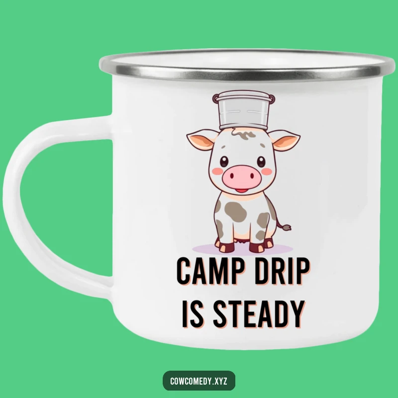 Funny Kawaii Cow Pail Camping Mug: Farm Fresh Adventures