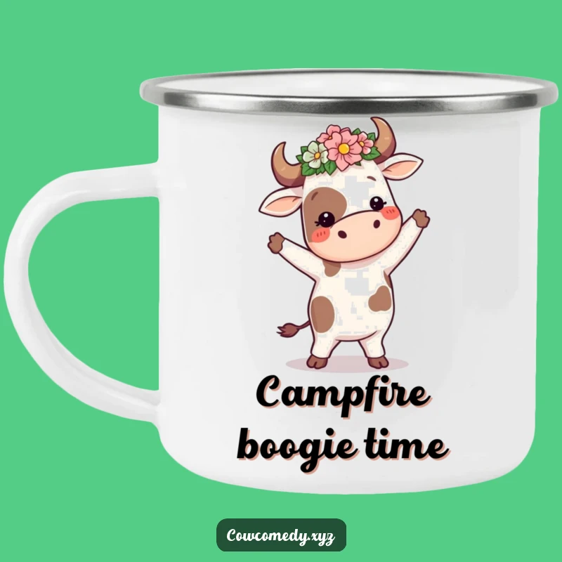 Funny Dancing Cow Camping Mug: Flower Crown Silly Gift