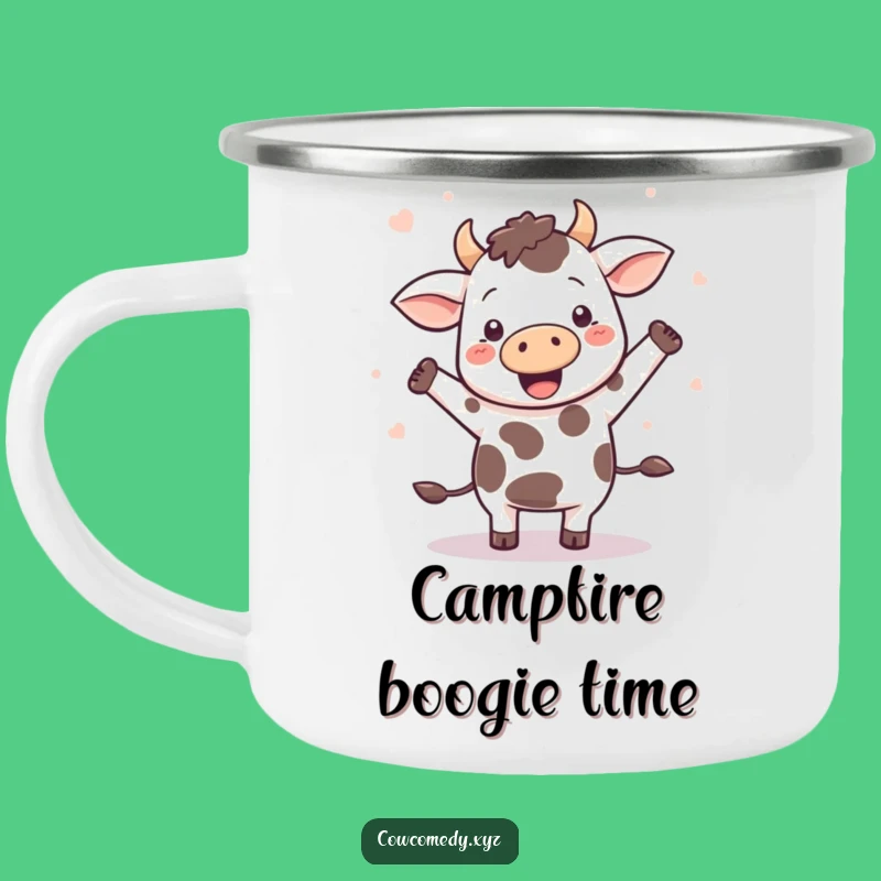 Funny Kawaii Cow Dance Camping Mug: Adventure with a Happy Beat