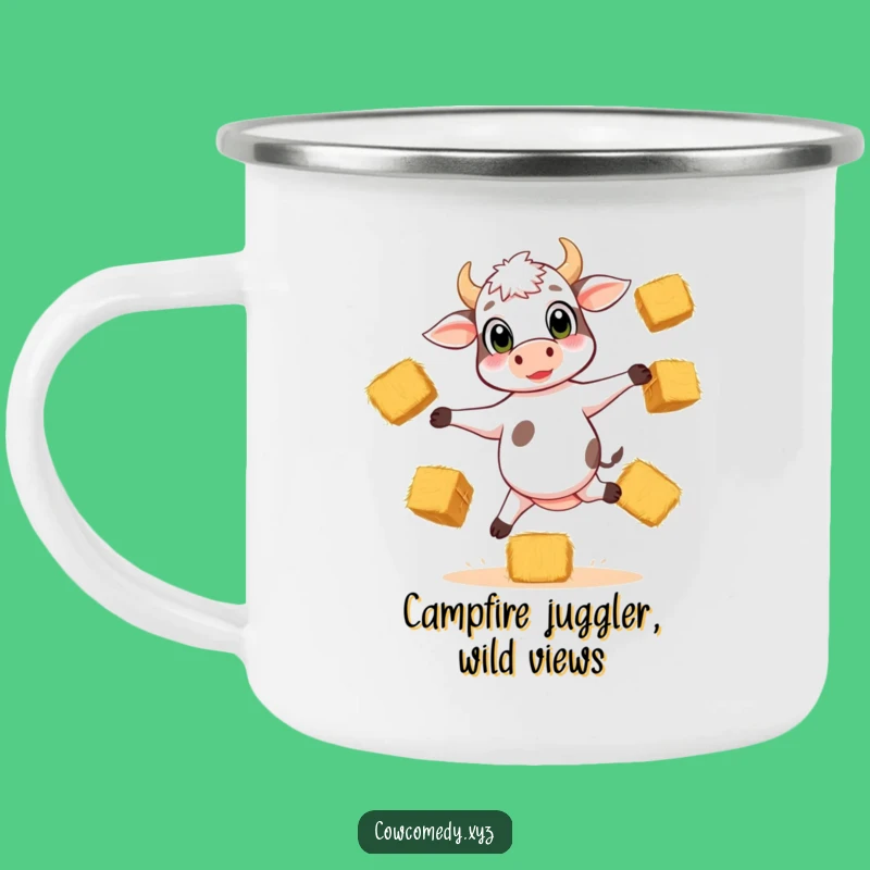Funny Calf Juggling Camping Mug: Farm Fun Outdoors Gift