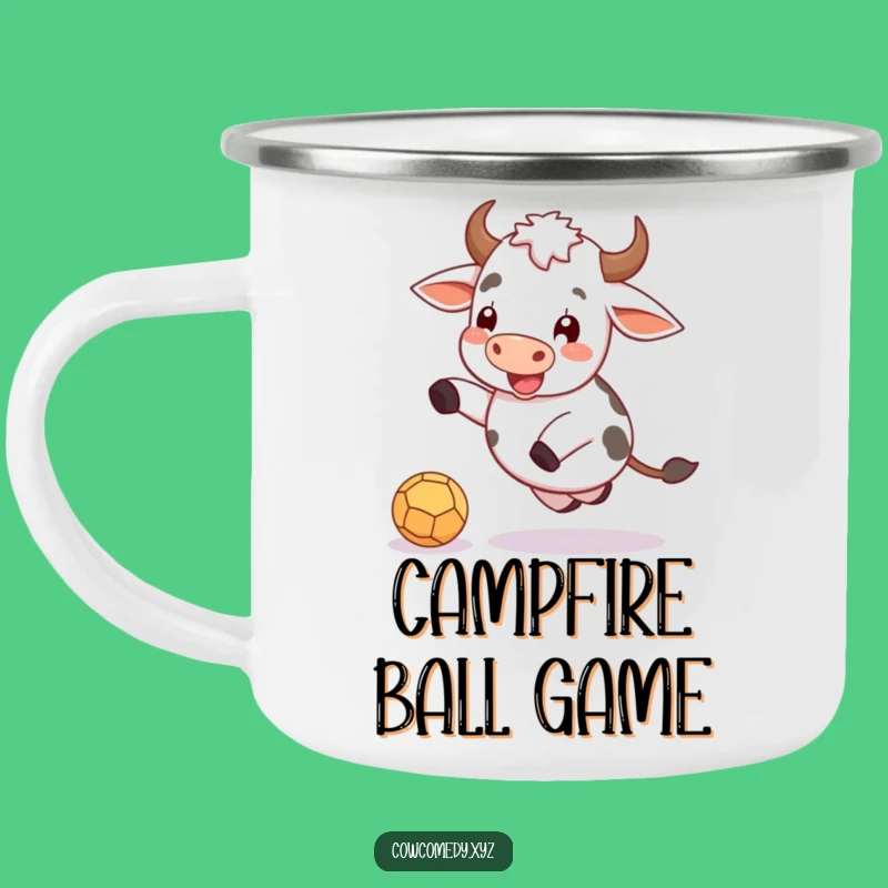 Funny Cow Kicking Ball Camping Mug: Durable Outdoor Fun, Perfect Funny Gift