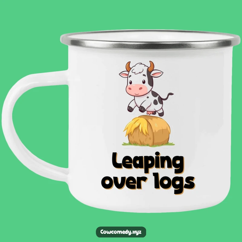 Funny Jumping Cow Camping Mug: Outdoor Agility, Ideal Funny Gift