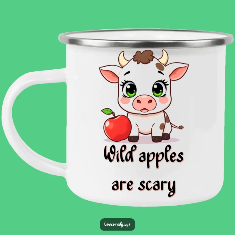 Funny Kawaii Cow Apple Camping Mug: Surprise Reaction Adventure Cup