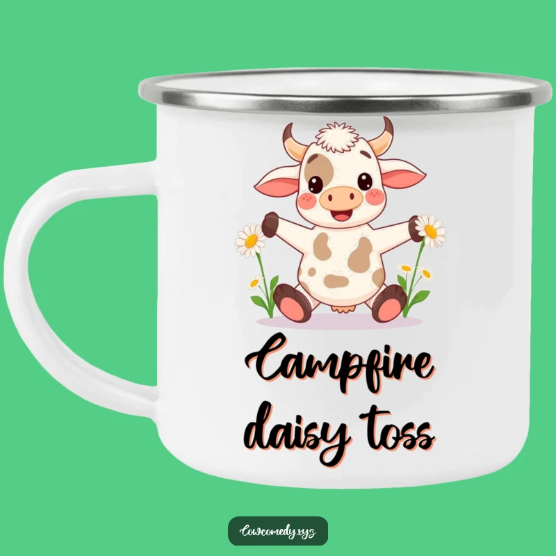 Funny Kawaii Cow Juggling Camping Mug - Daisy Camp Cup - Outdoor Gift