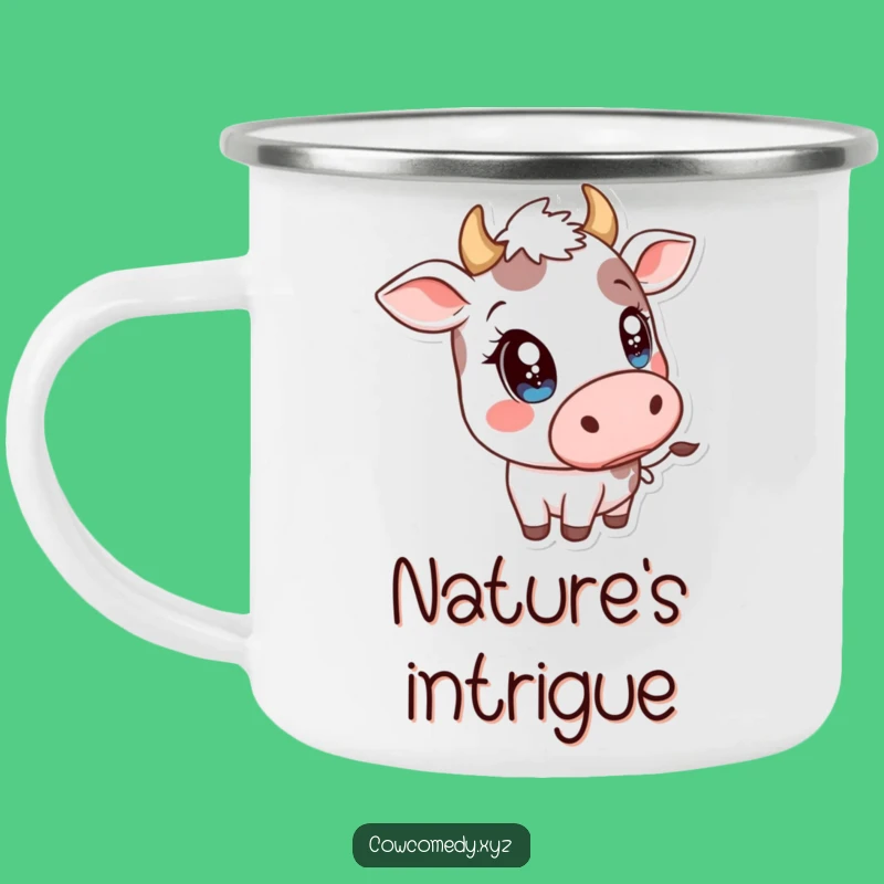 Funny Kawaii Cow Head Tilt Camping Mug - Sparkly Eyed Camp Cup - Outdoor Gift