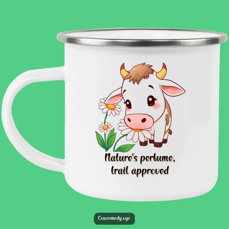Funny Cow Daisy Camping Mug - Rugged & Humorous Outdoor Gift