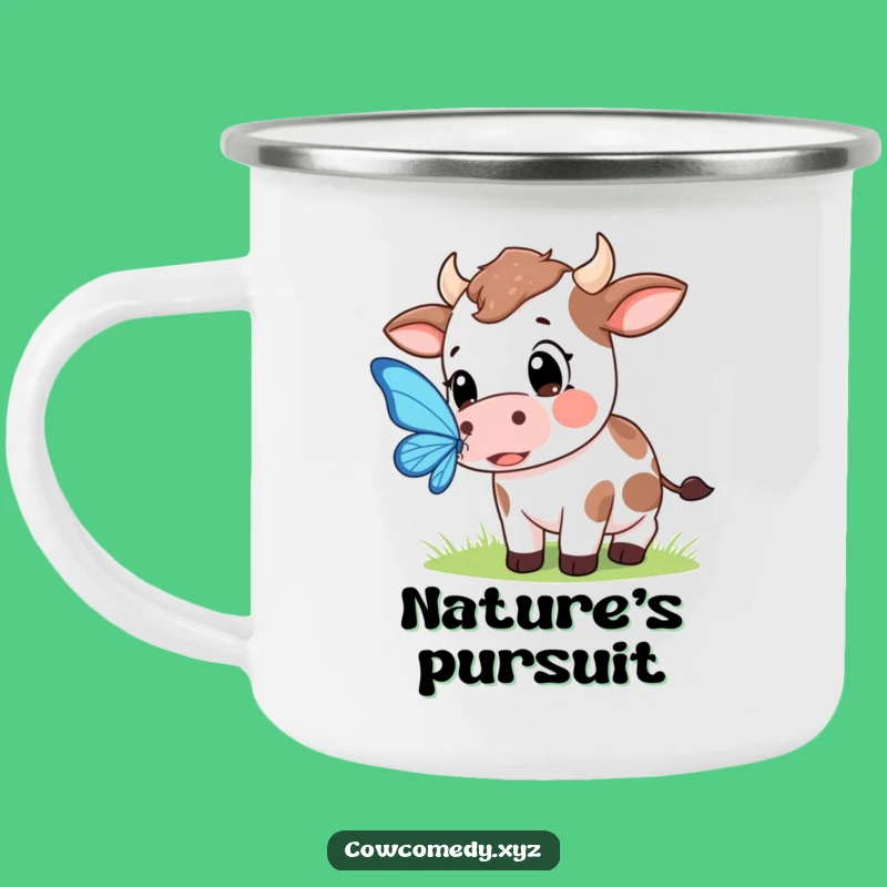 Funny Kawaii Cow Butterfly Camping Mug - Outdoor Wonder Gift!