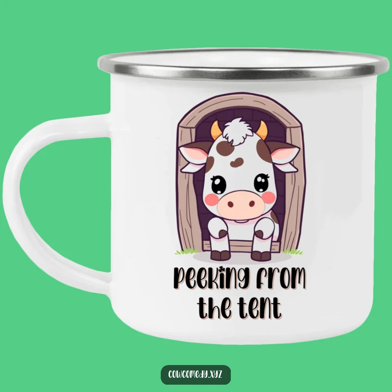 Funny Kawaii Cow Barn Peek Camping Mug - Playful Adventures