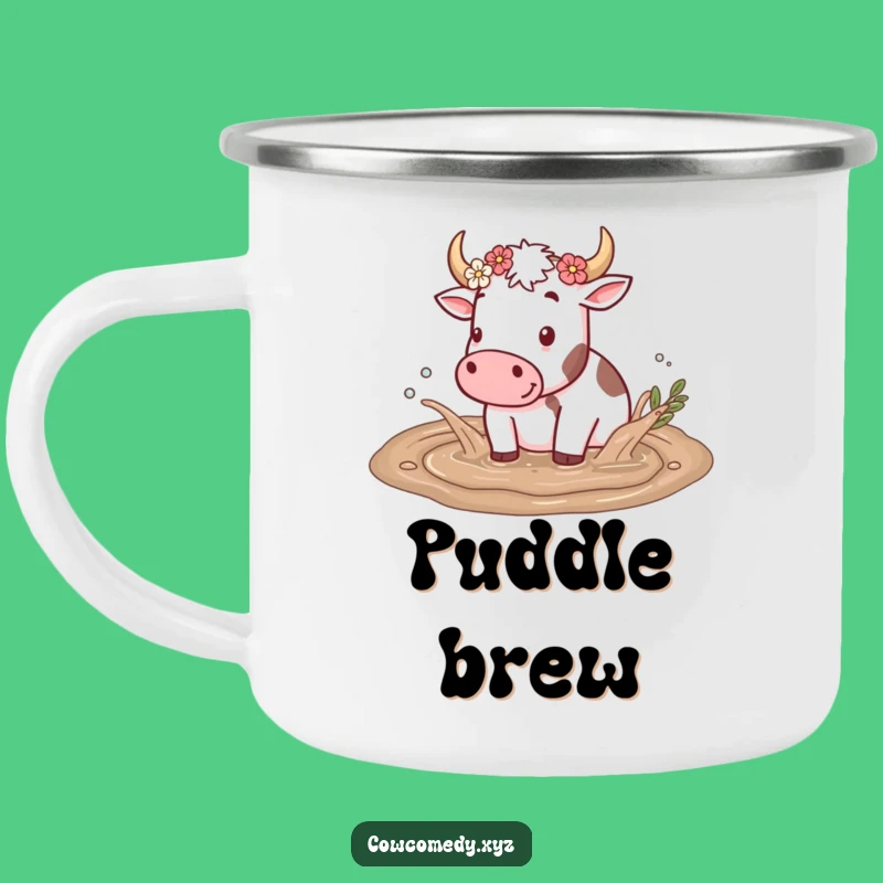 Funny Cow Mud Puddle Camping Mug - Outdoor Farm Fun Gift