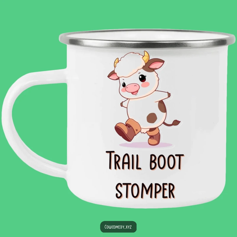 Funny Fluffy Cow Boots Camping Mug: Happy Design, Perfect Outdoor Quirky Funny Gift