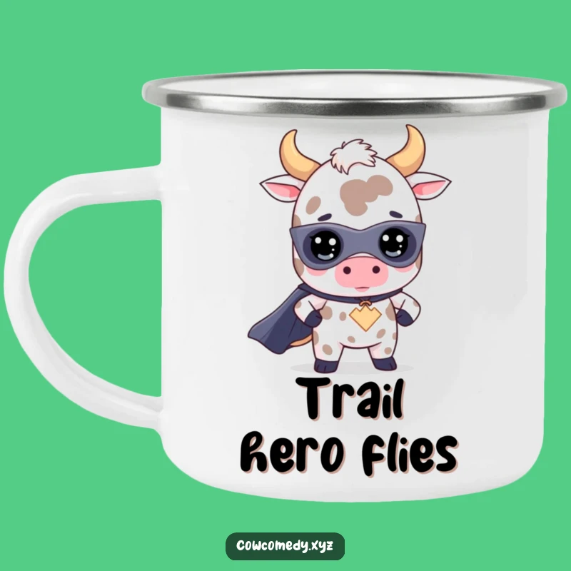 Funny Kawaii Cow Superhero Camping Mug: Durable Bovine Hero for Rugged Adventures