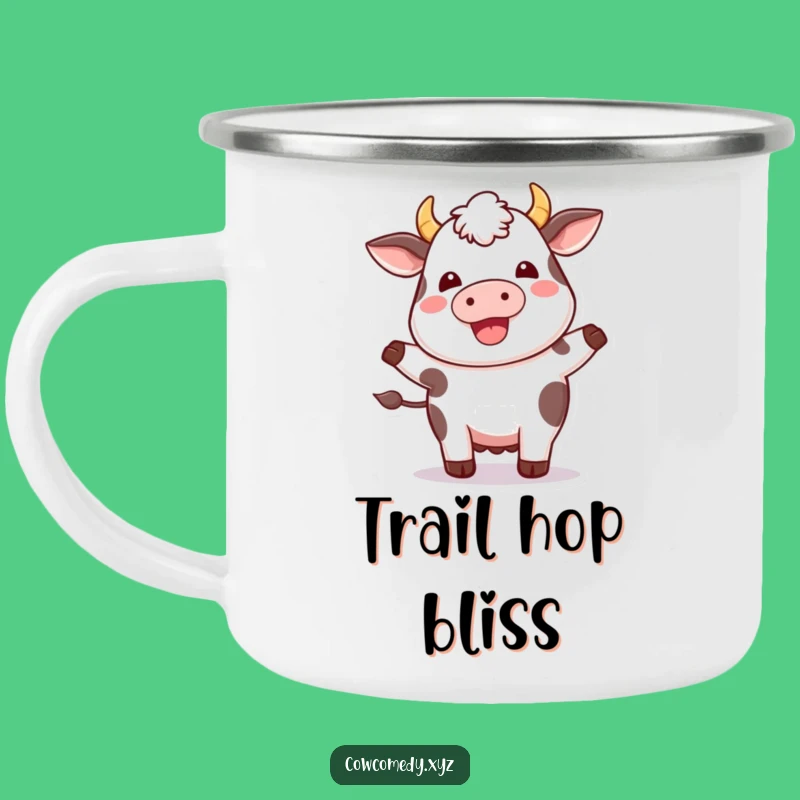 Funny Kawaii Cow Happy Hop Camping Mug - Plump Camp Cup - Outdoor Gift