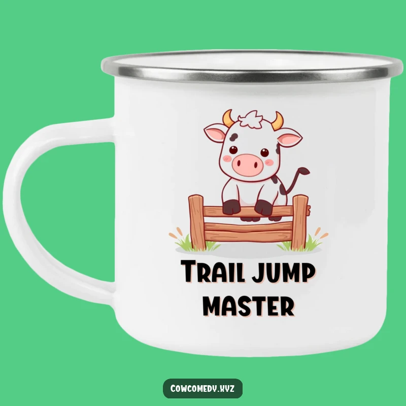 Funny Kawaii Cow Jumping Camping Mug: Adventure Jumps