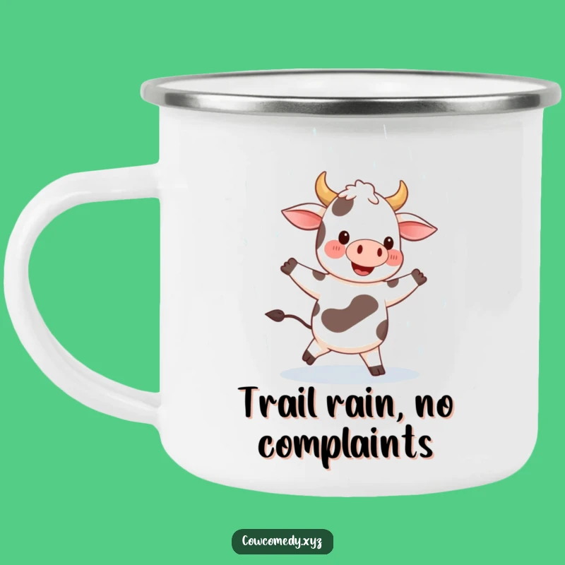 Funny Happy Cow Dancing Rain Camping Mug. Outdoor Joy. Perfect Trail Funny Gift!