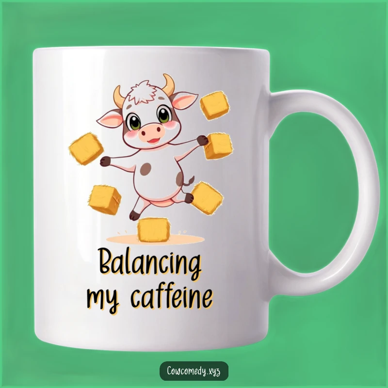 Funny Calf Juggling Mug: Hilarious Farm Animal Balancing Act Gift