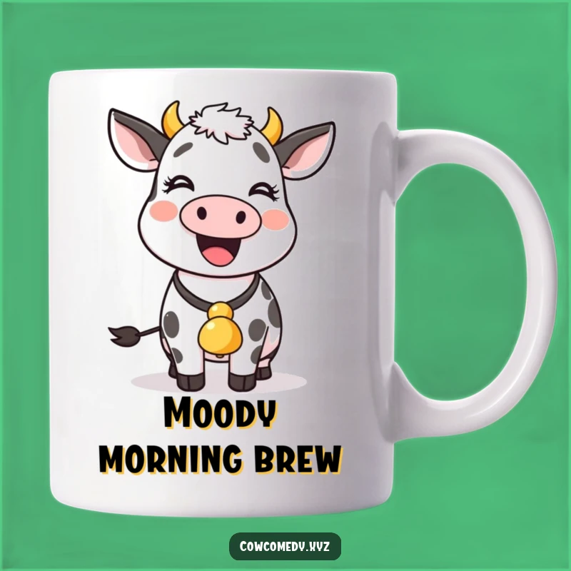 Funny Cow Bell Mug: Joyful Wiggling Farm Animal Cartoon Gift