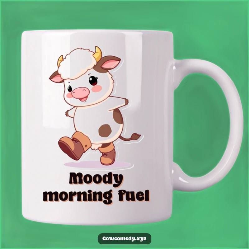 Funny Fluffy Cow Boots Mug: Happy Kicking Design, Perfect Quirky Funny Gift