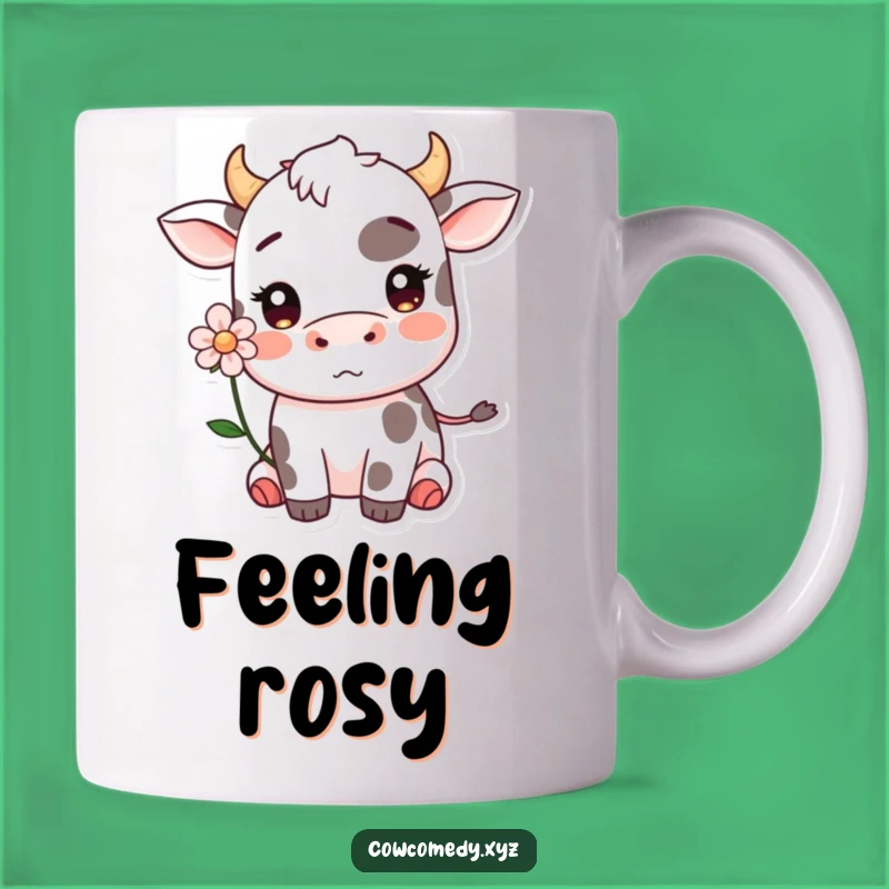 Funny Kawaii Cow Blushing Mug: Sweet & Shy Humor Gift