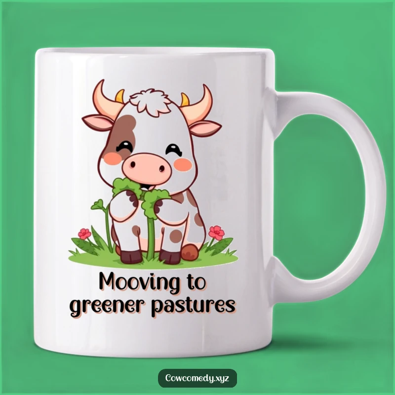 Funny Kawaii Cow Clover Munch Mug - Happy & Lucky Gift