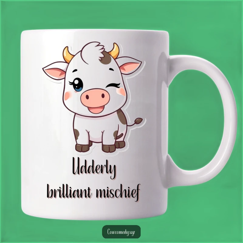 Funny Kawaii Cow Mug: Adorable Winking Cow Gift for Moo-d Boosting!