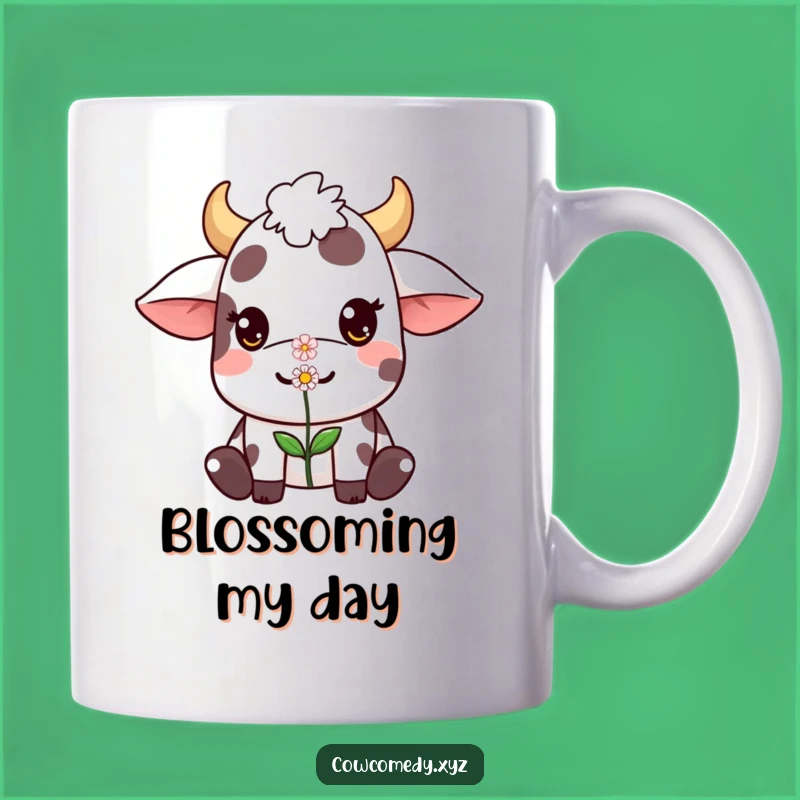 Funny Kawaii Cow Mug: Flower Balance - Cute & Delicate Humor Gift
