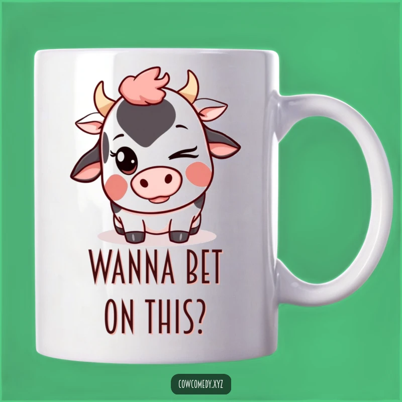 Funny Kawaii Cow Wink Mug: Mischievous Cartoon Cow Gift