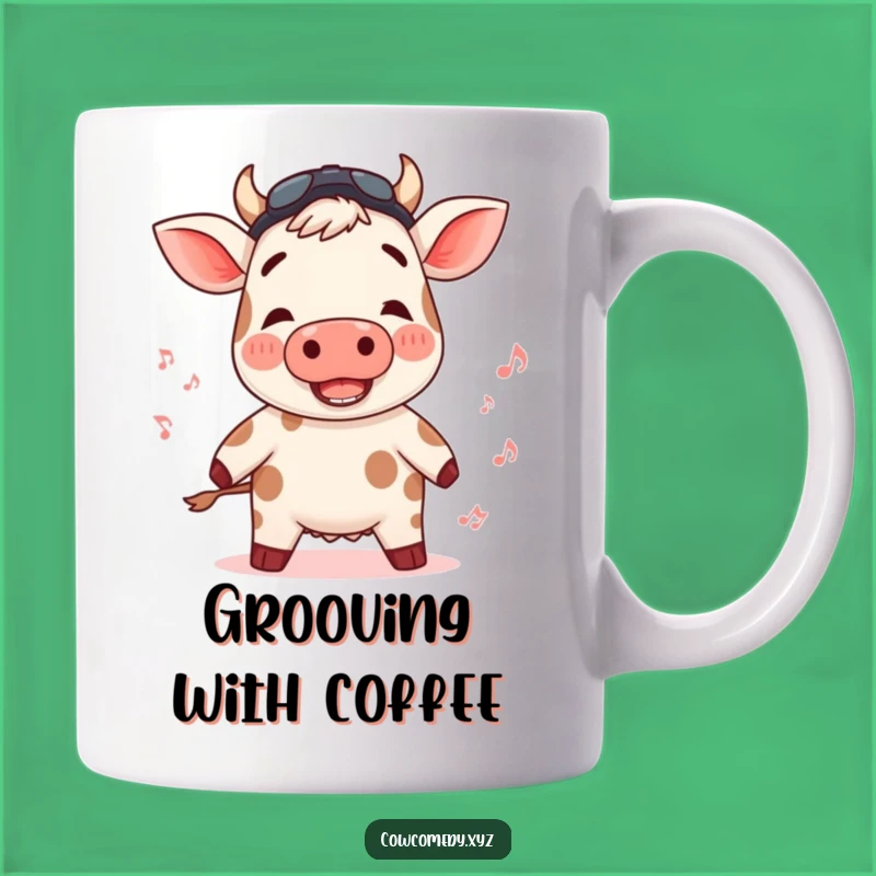 Funny Rosy Cow Mug: Groovy Vibes for Your Coffee Break