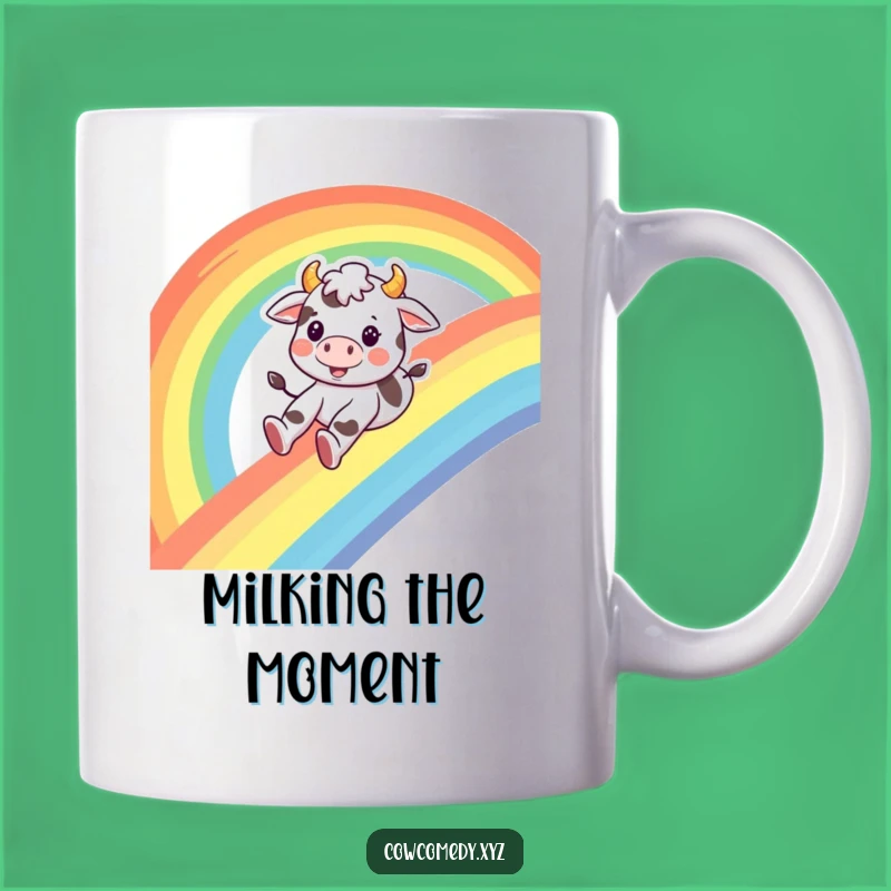 Funny Cow Rainbow Slide Mug: Whimsical & Hilarious Gift for Moo-vers