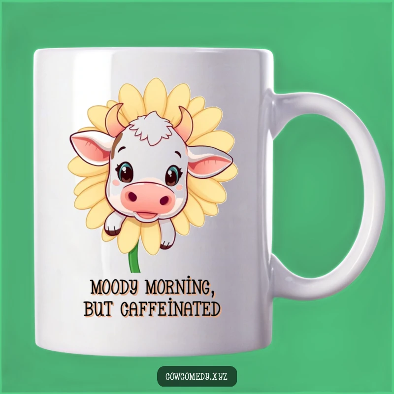 Funny Kawaii Cow Daisy Mug: Adorable Peek-a-Boo Design, Perfect Funny Gift Idea