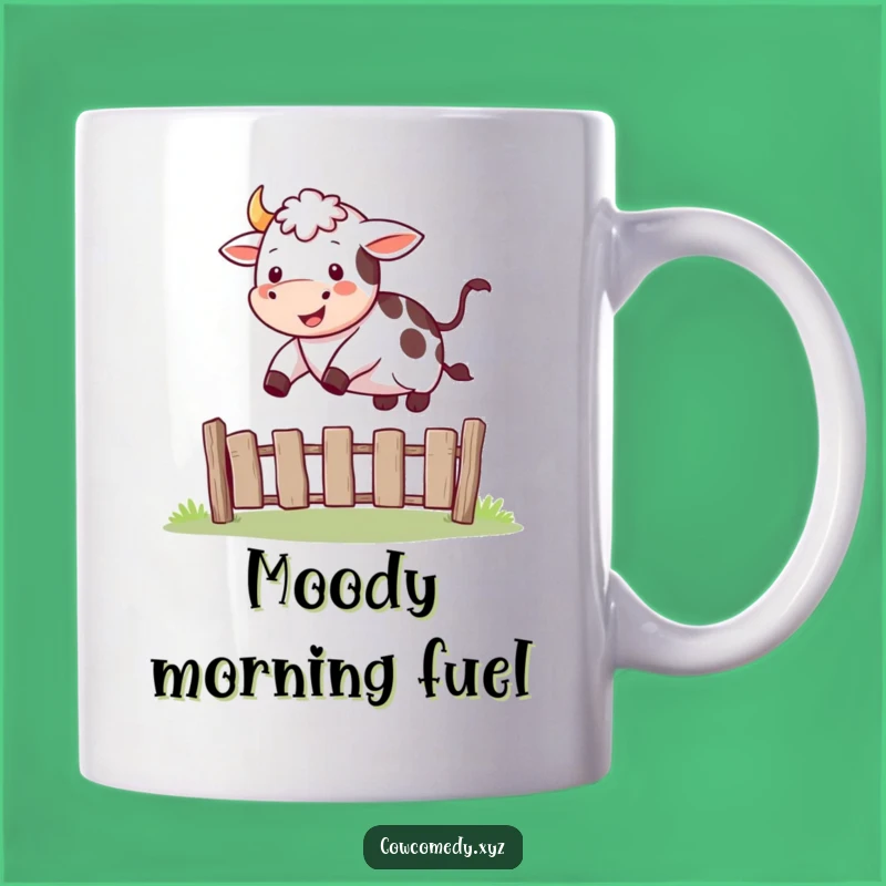 Funny Happy Cow Jump Mug: Humorous Farm Animal Design, Joyful Gift!