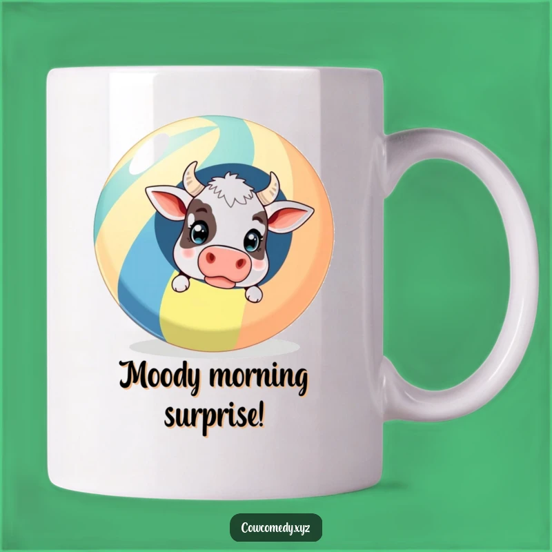 Funny Surprised Cow Beach Ball Mug - Hilarious Gift for Fun Lovers