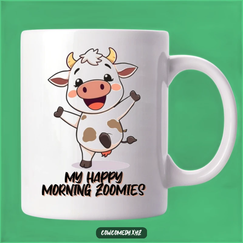 Funny Kawaii Cow Kicking Up Heels Mug - Hilarious Happy Cow Gift for Cow Lovers