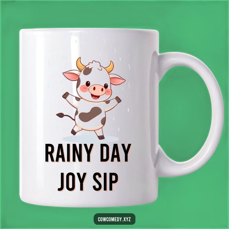 Funny Happy Cow Dancing Rain Mug. Joyful Smile & Fun. Perfect Cheerful Gift Idea!